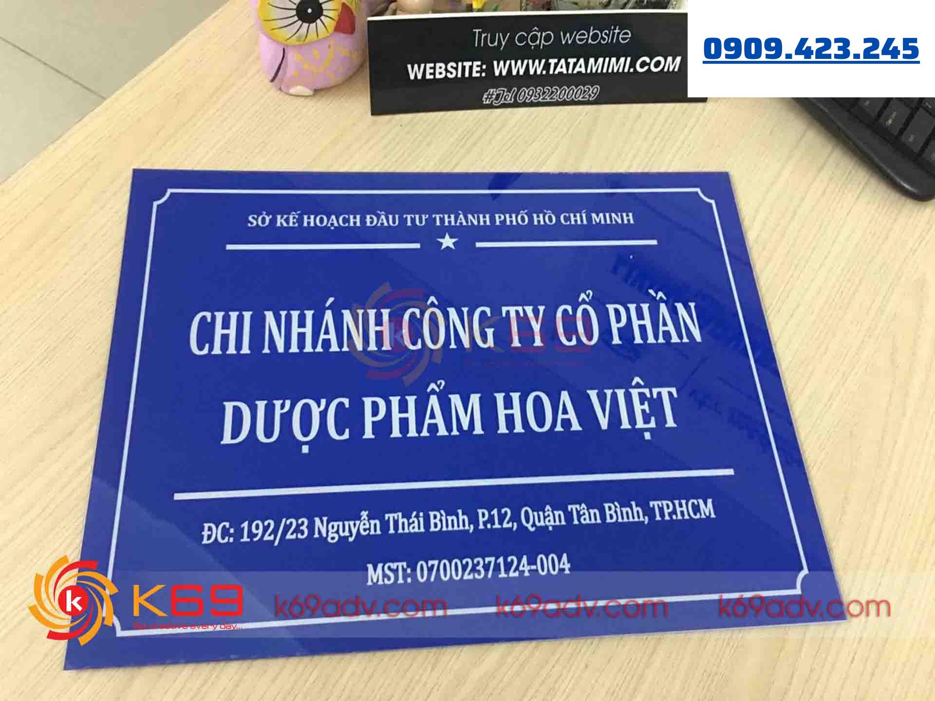 Làm bảng hiệu quảng cáo Mica tại K69ADV