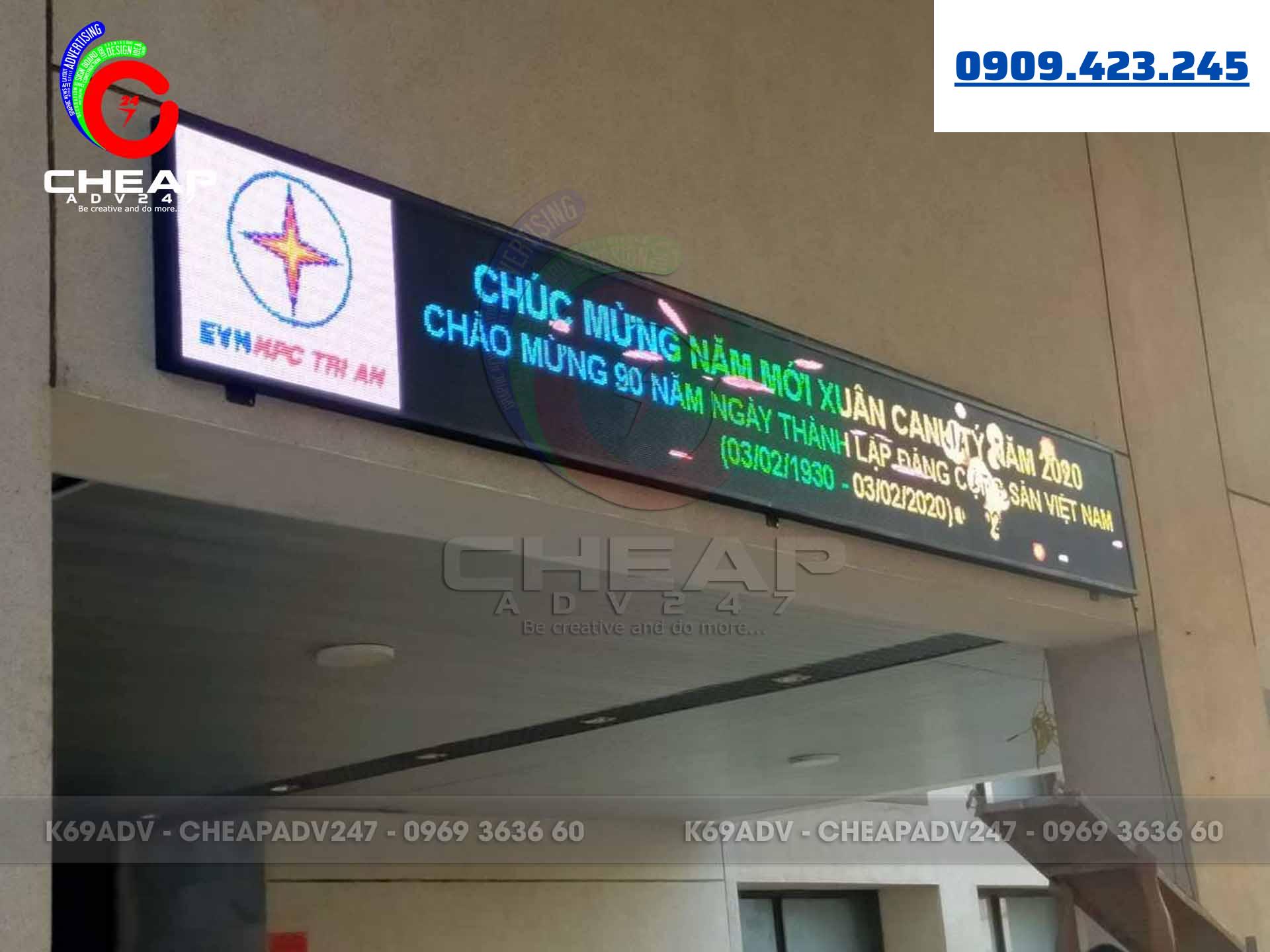 Làm bảng hiệu tại quận Bình Thạnh bằng led ma trận do K69adv thi công