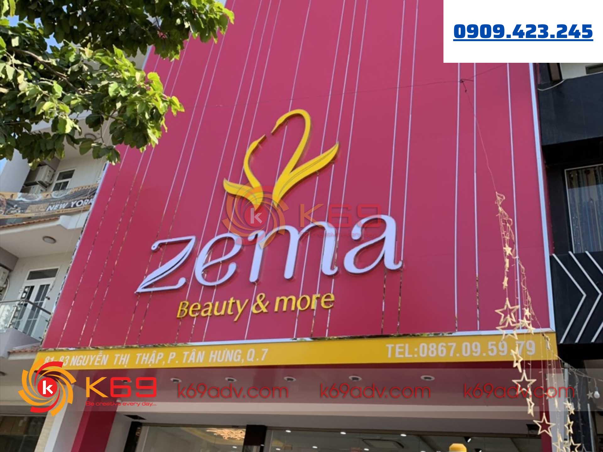 Làm bảng hiệu tại quận 7 shop zema do k69adv thực hiện
