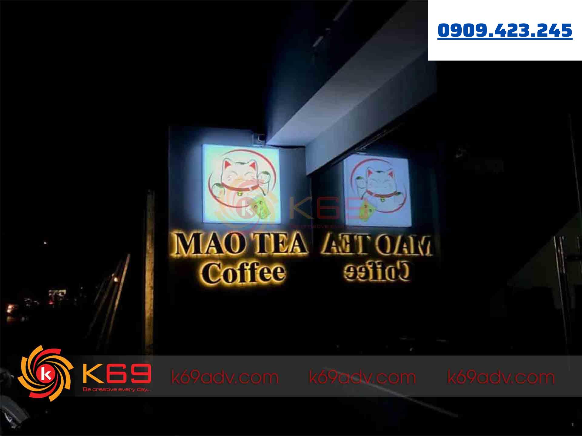 Mẫu bảng hiệu hộp đèn quán Mao Tea Coffee tại K69ADV