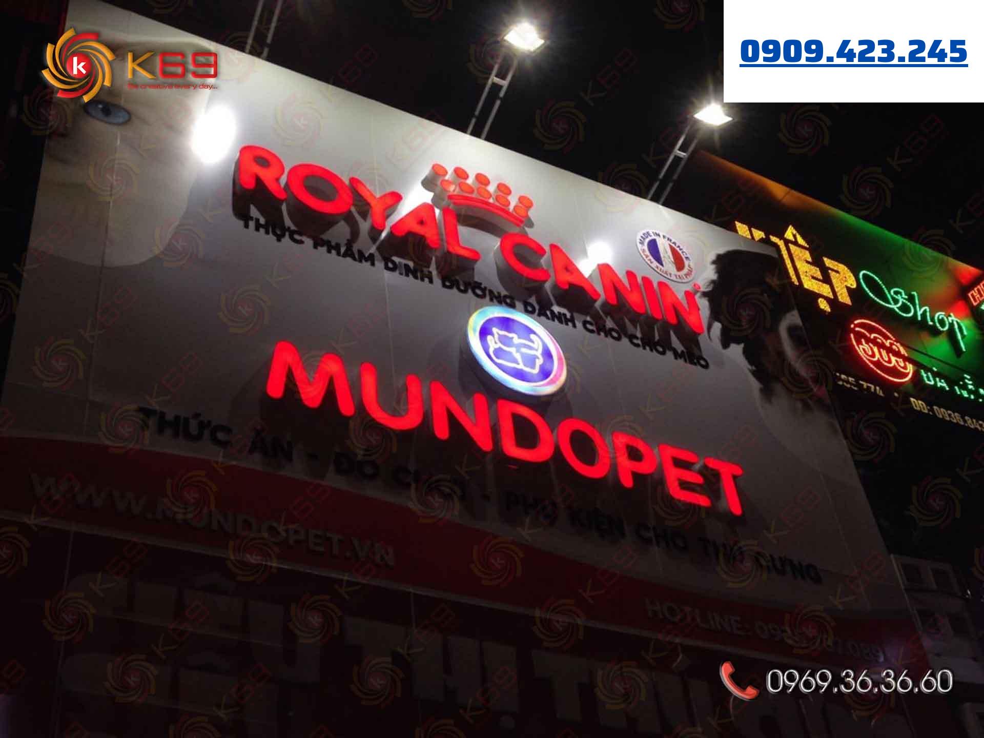 Mẫu bảng hiệu shop thú cưng Mundopet đẹp tại K69adv